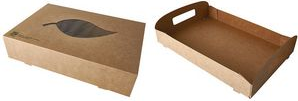 PAPSTAR Cateringbox "pure", 357 x 247 x 80 mm, braun aus ungebleichtem Frischfaserkarton mit Bio-Beschichtung, - 1 Stück (87955)