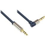 Audio Anschlusskabel High-Quality 3,5mm, Klinkenstecker an Klinkenstecker rechts abgewinkelt, Vollmetallgehäuse, dunkelblau, 1m, Good Connections (GC-M0045)
