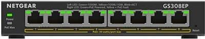 Netgear GS308EP Managed L2/L3 Gigabit Ethernet (10/100/1000) Power over Ethernet (PoE) Schwarz (GS308EP-100PES)