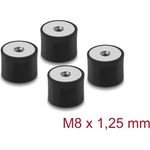 Delock Vibrationsdämpfer M8 x 1,25 mm D 30 x H 20 mm mit 2 x Innengewinde 4 Stück schwarz (60827)