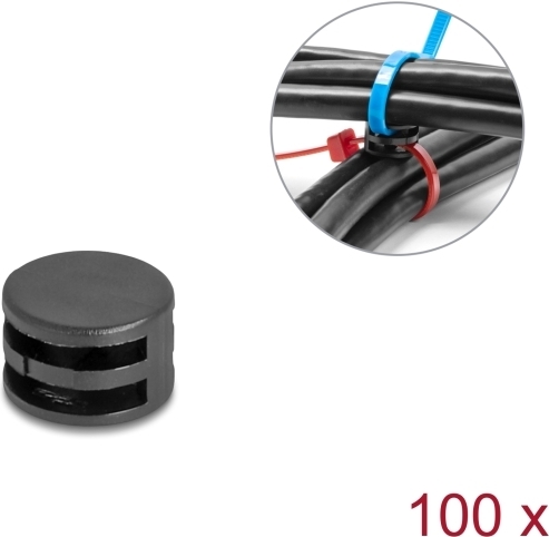 Delock Kabelbinder Befestigungskupplung D 12 x H 90° drehbar schwarz 100 (18913)