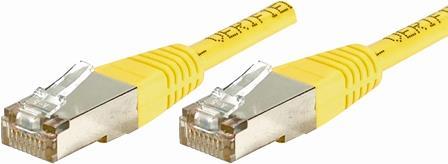 Patchkabel F/UTP, CAT.6a, gelb, 0,15 m Für 10 Gigabit/s, mit besonders schmalem Knickschutz (859560)