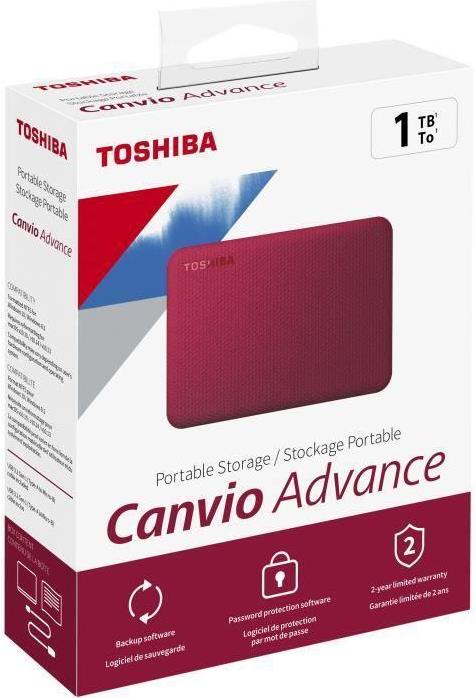 Toshiba Canvio Advance 1 TB Externe Festplatte 2,5" USB 3.2 Gen 1 Rot