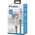 Lanberg CA-DPDP-20CU-0018-BK DisplayPort-Kabel 1,8 m Schwarz - Silber (CA-DPDP-20CU-0018-BK)