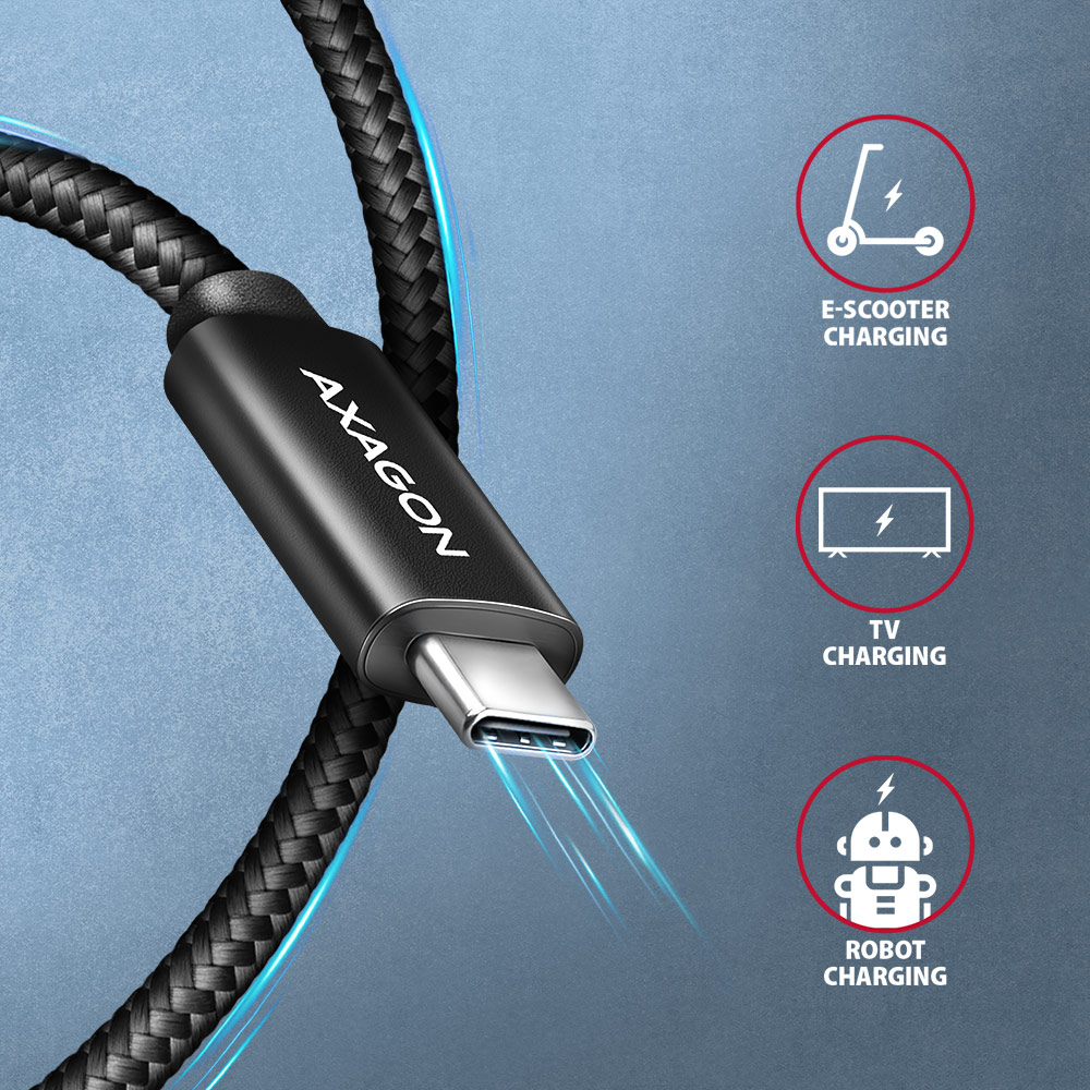 AXAGON BUCM2-CM30AB USB Typ-C-Kabel 3 m PD 240 W Schwarz