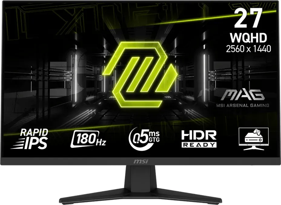 MSI MAG MAG 274QFDE Gaming Monitor 69 cm (27 Zoll) WQHD, Rapid IPS, 1ms, 180Hz, HDMI, DisplayPort (9S6-3CE41H-010)