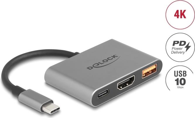 Delock USB Type-C Adapter zu HDMI 4K 30 Hz mit Typ-A und PD 2.0 90 (61071)
