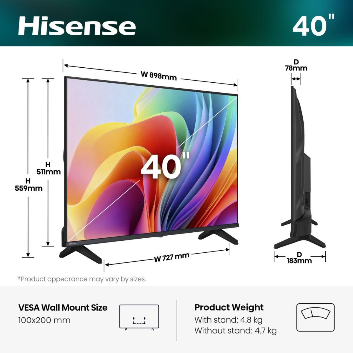 Hisense 40A49S 40" Full HD Smart-TV Schwarz