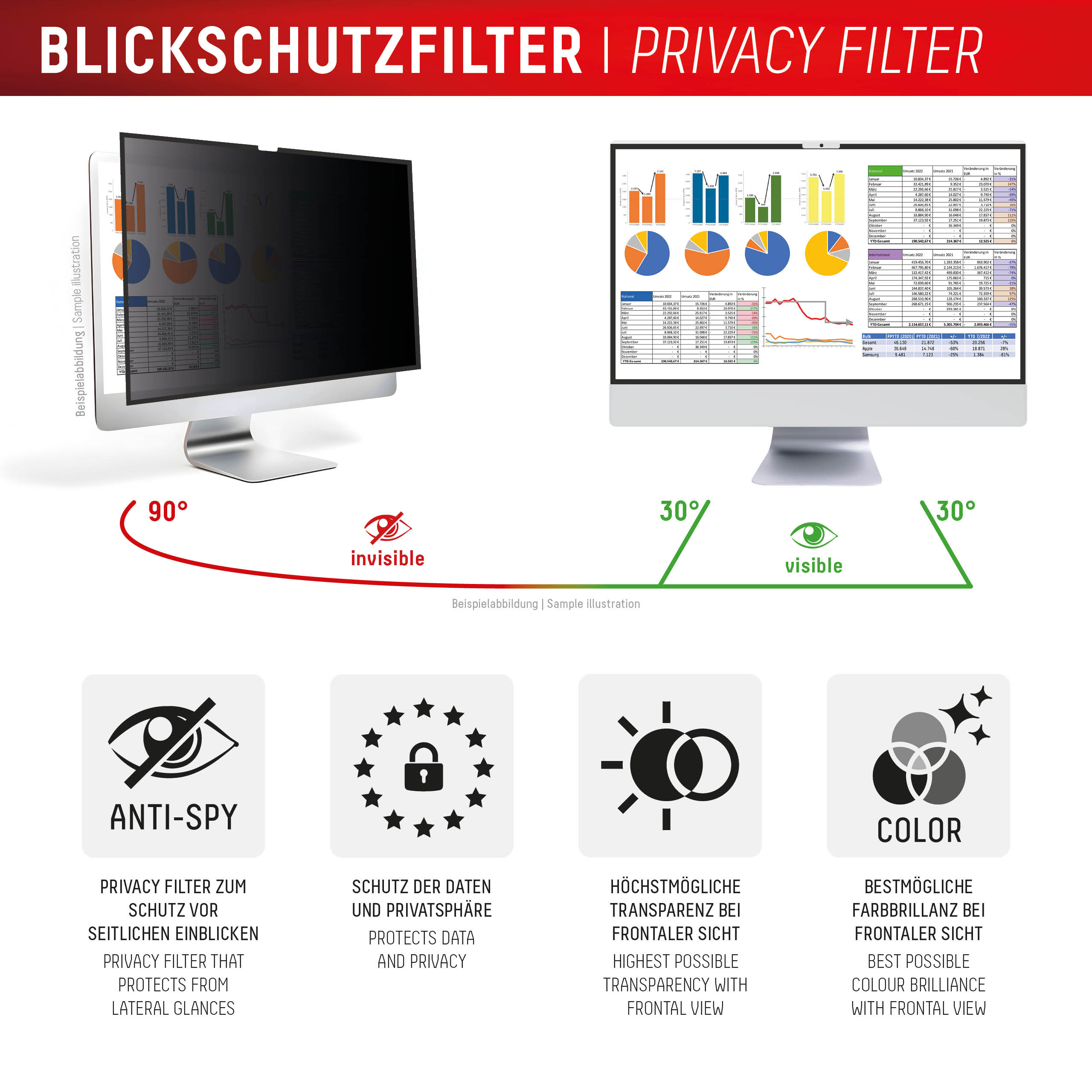 E.V.I. DISPLEX Privacy Safe Apple iMac 24" Blickschutzfilter Schwarz
