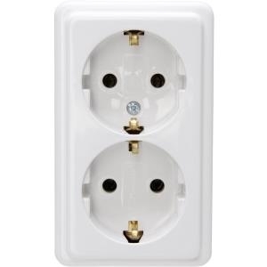 Kopp 2fach Schutzkontakt-Steckdose Aufputz-Standard Arktis-Weiß 102502002 (102502002)