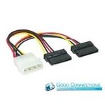 Y-Stromkabel 1x 4pin Stecker an 2x 15pin, Länge: ca. 15cm, Good Connections® (5021-2AT)