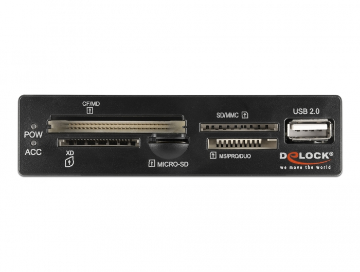 Delock 91708 Kartenleser 3,5" USB 2.0 5-Slot + USB-A Buchse Schwarz, Grau