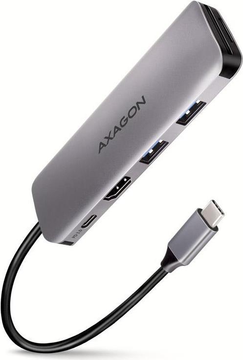AXAGON HMC-5 USB-C-Hub, 2x USB-A, HDMI, 2x USB-C 3.2 Gen 1, 1x SD, 1x microSD, silber (HMC-5)