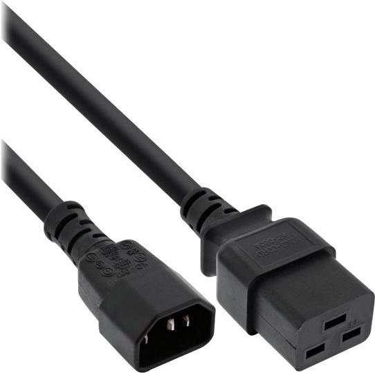 INLINE ® Netz Adapterkabel, IEC-60320 C14 auf C19, 3x1,5mm², max. 10A, schwarz, 3m