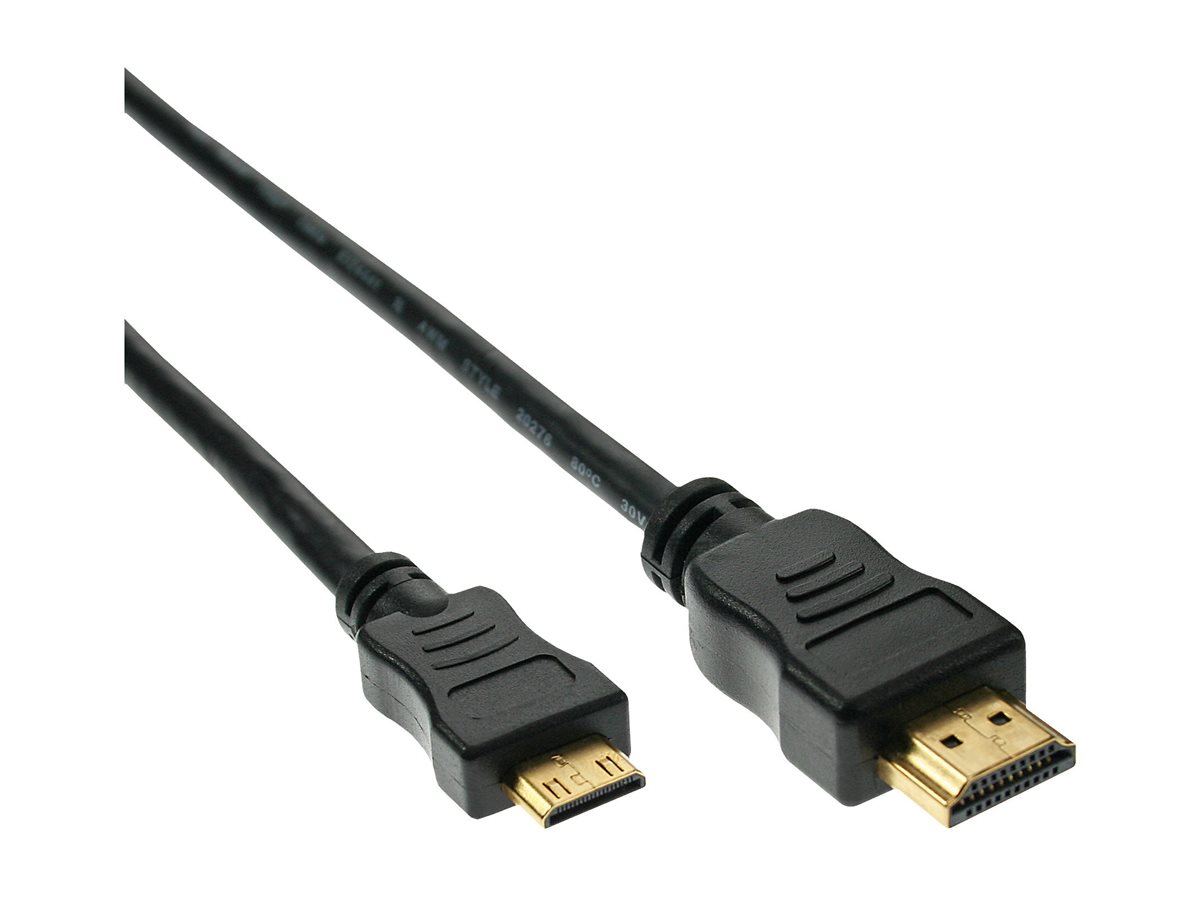 InLine Mini High Speed HDMI-Kabel, HDMI Typ A auf Mini HDMI Typ C, HDMI 1.3, 1,5 m, Schwarz
