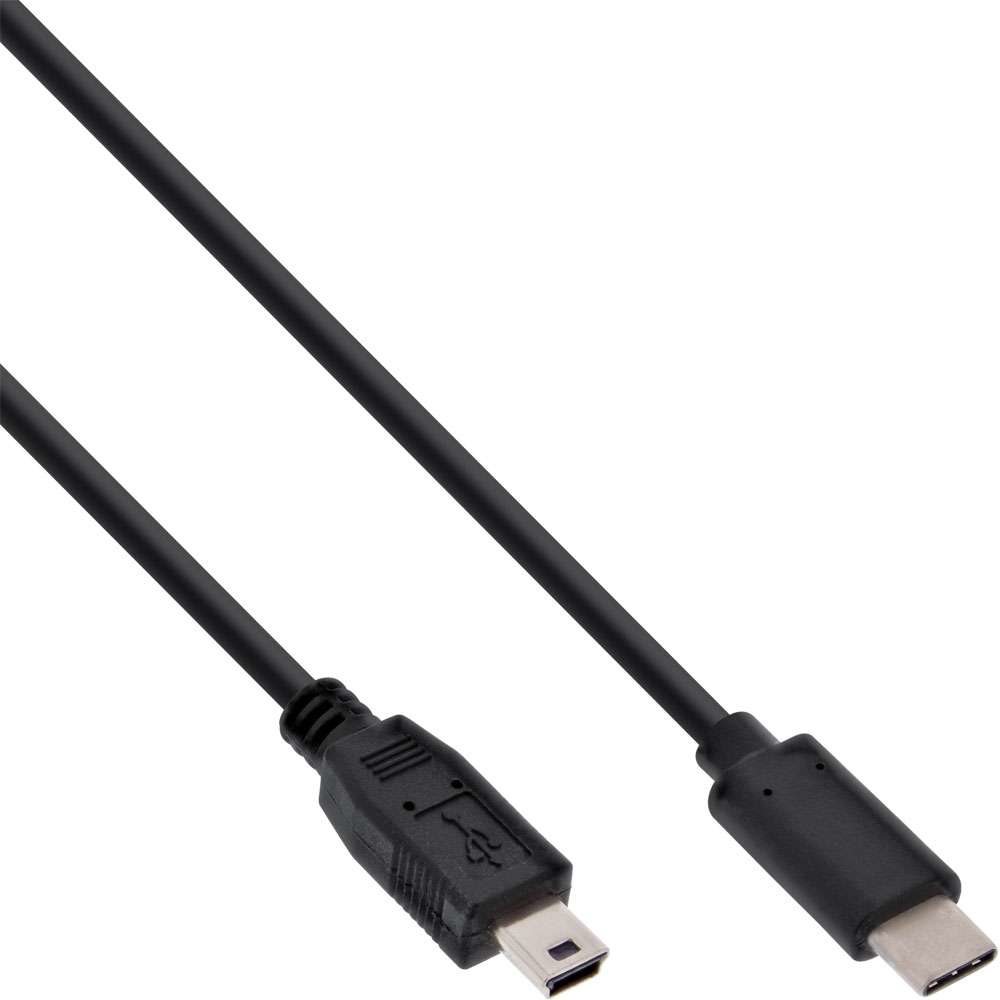 InLine 35751 USB 2.0 Kabel miniUSB2.0 B-Stecker auf USB 2.0 Typ C-Stecker schwarz 1m