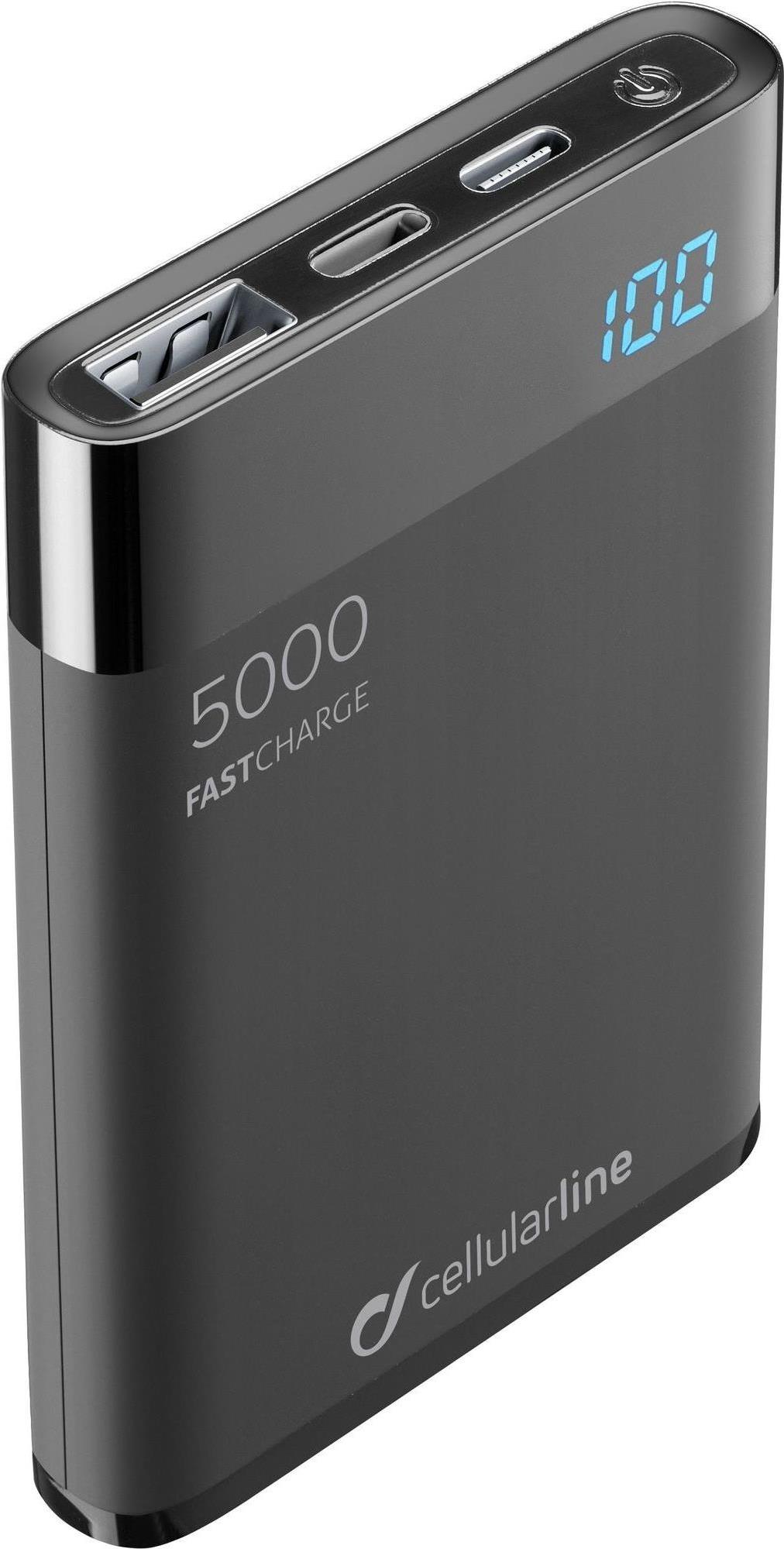 Cellularline FREEPMANTA5HDMFI Akkuladegerät Lithium Polymer (LiPo) 5000 mAh Schwarz - Grau (FREEPMANTA5HDMFIK)