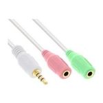 InLine® Audio Headset Adapterkabel, 3,5mm Klinke Stecker 4pol. an 2x 3,5mm Klinke Buchse, weiß, 1m (99301W)
