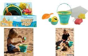 SCHILDKRÖT Sandspielzeug-Set Bucket Crew, 5-teilig Inhalt: 1 faltbarer Eimer (TPR), 1 Schaufel, 2 Förmchen - 1 Stück (970243)