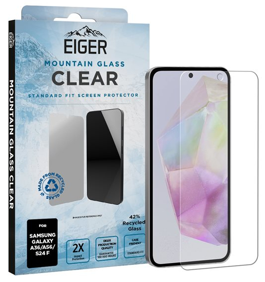 Eiger Mountain Glass Clear Gehärtetes Glas Displayschutzfolie für Samsung Galaxy A36/A56/S24 FE Transparent