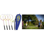 SCHILDKRÖT Federball-Set 4-Player, rot / gelb in guter Freizeit-Qualität, 4 Schläger aus gehärtetem Stahl, - 1 Stück (970904)