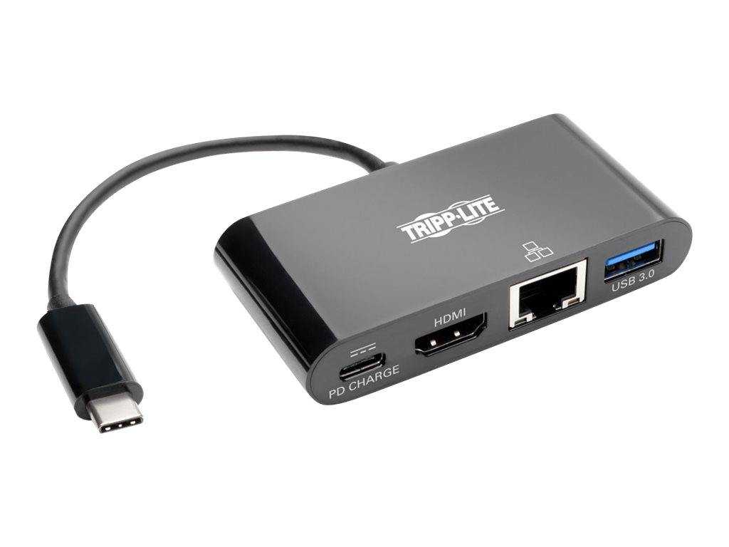 Tripp Lite USB-C Multiport Adapter HDMI 4K USB-A Gigabit Ethernet PD 60 W Schwarz