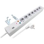 19" 1,2HE Steckdosenleiste 7x Schutzkontakt mit ÜSS, PVC, grau Hersteller: Bachmann (691693)