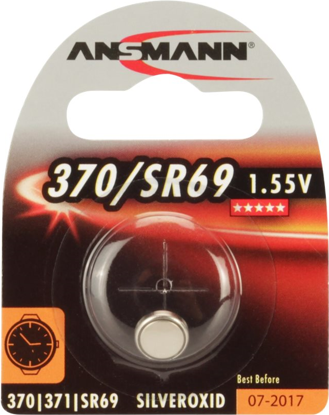 ANSMANN Silberoxid-Knopfzelle, 1,55V, 370/SR69 (1516-0018), 1er-Blister (1516-0018)