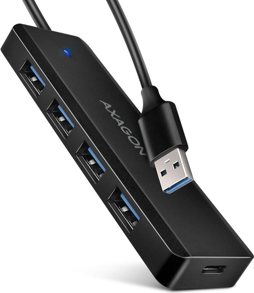 AXAGON HUE-C1A Superspeed USB-A Travel Hub, 4x USB 3.0 - 20cm, schwarz (HUE-C1A)