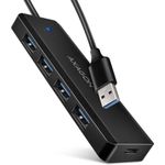 AXAGON HUE-C1A Superspeed USB-A Travel Hub, 4x USB 3.0 - 20cm, schwarz (HUE-C1A)