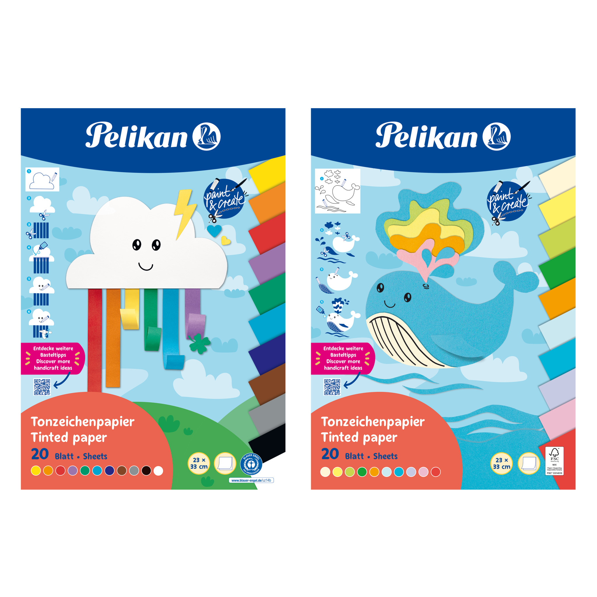 Pelikan Tonzeichenpapier Rainbow 120 g/m² 20 Blätter Mehrfarbig