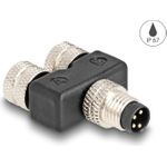 Delock M8 Y-Splitter A-kodiert 4 Pin Stecker zu 2 x Buchse Parallelschaltung (60577)