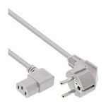 InLine® Netzkabel, Schutzkontakt gewinkelt auf Kaltgerätestecker C13 gewinkelt, 1,0m, grau (16647B)