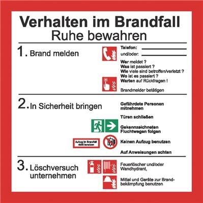 Abtec GmbH Brandschutzschild 200x200mm Verhalten im Brandfall Folie (N31501)