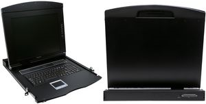 LogiLink 48,30cm (19") LCD KVM Konsole mit 43,48 cm (17") TFT-Monitor Full HD Monitor, deutsche Tastaturbelegung, Keyboard & - 1 Stück (LC703GE)