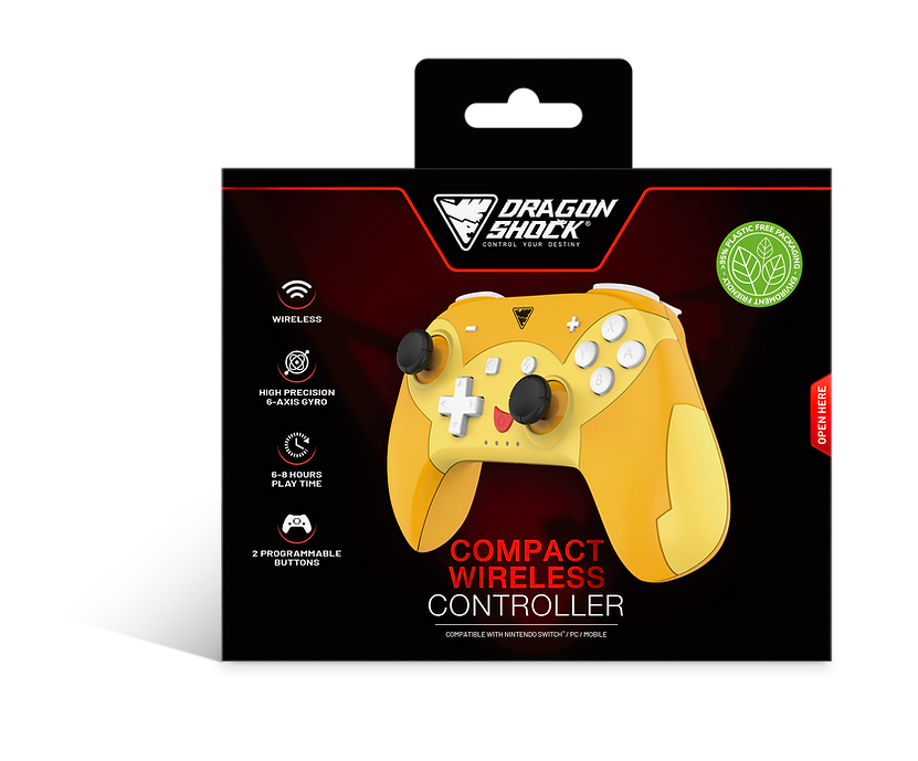 DragonShock PopTop Compact Gamepad Nintendo Switch Orange Rot Gelb