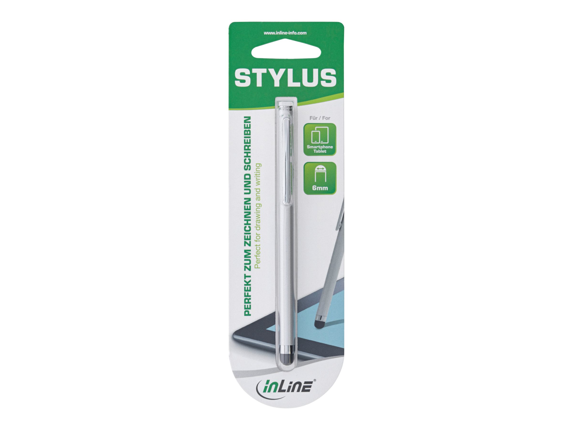 InLine Stylus Eingabestift 6 mm Gummispitze Aluminium Silber