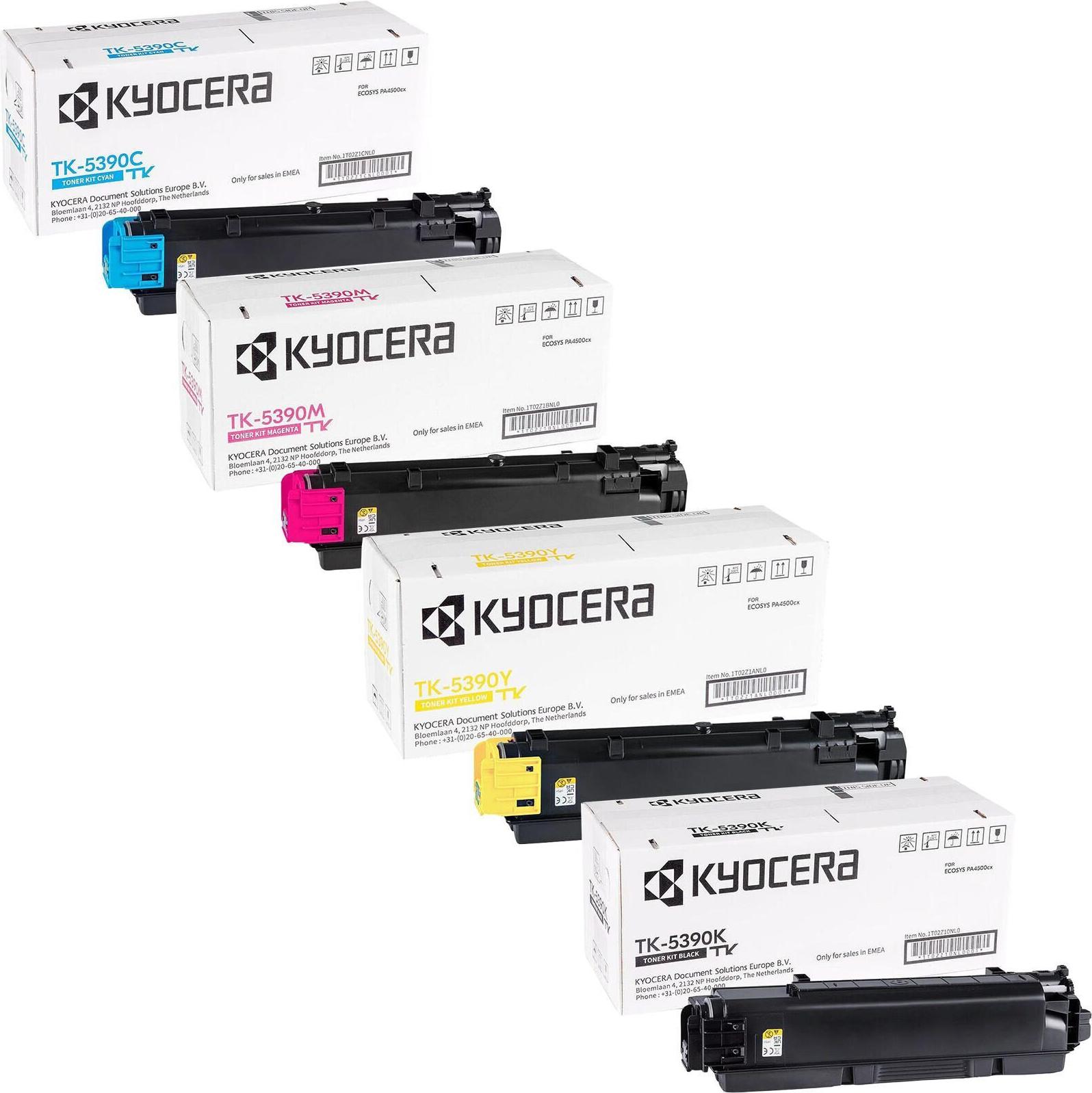 Kyocera Original TK-5390 Toner 4er Multipack Schwarz Cyan Magenta Gelb bis 18.000 S. Schwarz