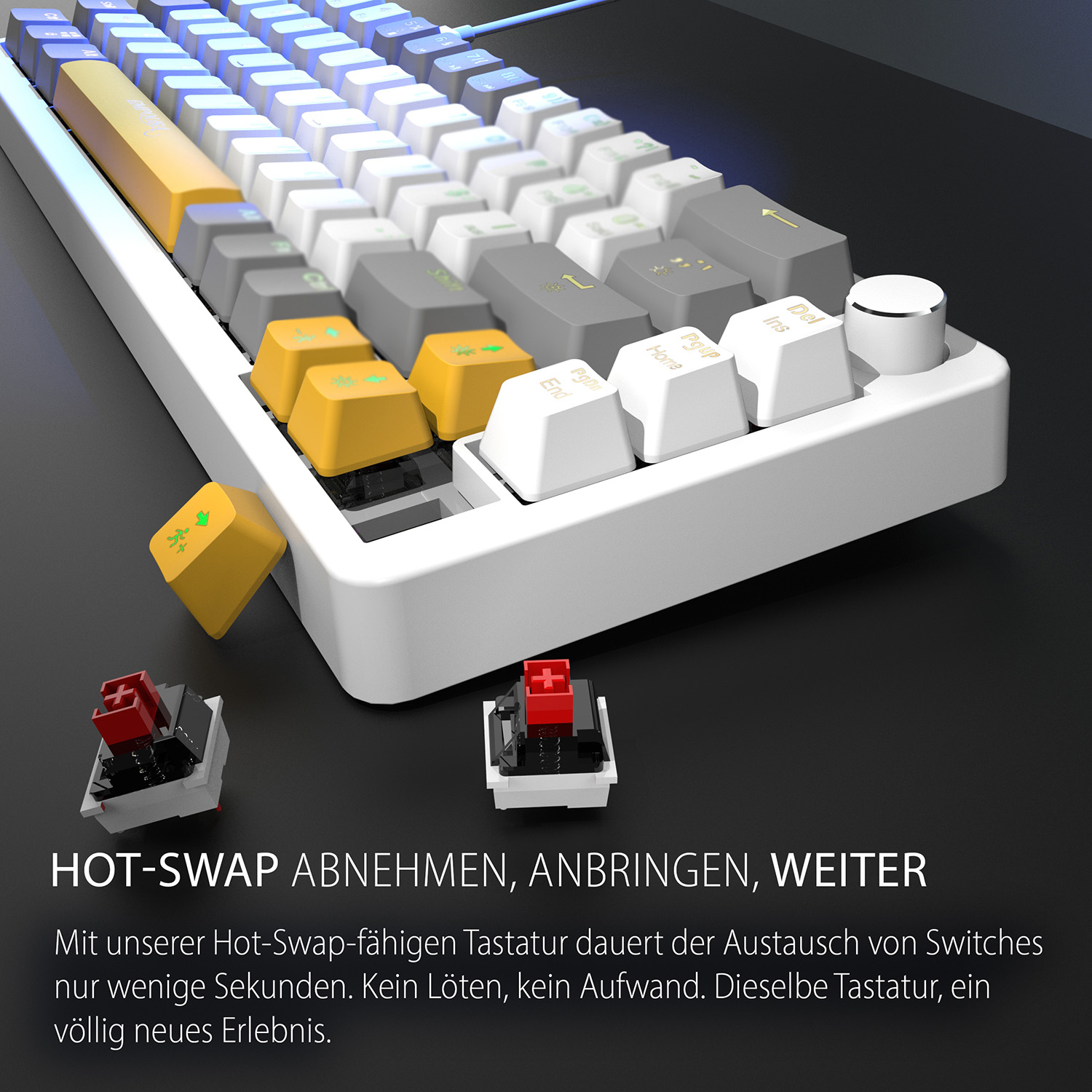 INCA IKG-457 Gaming-Tastatur Mechanisch RedSwitch RGB USB 2 m Deutsch Weiß