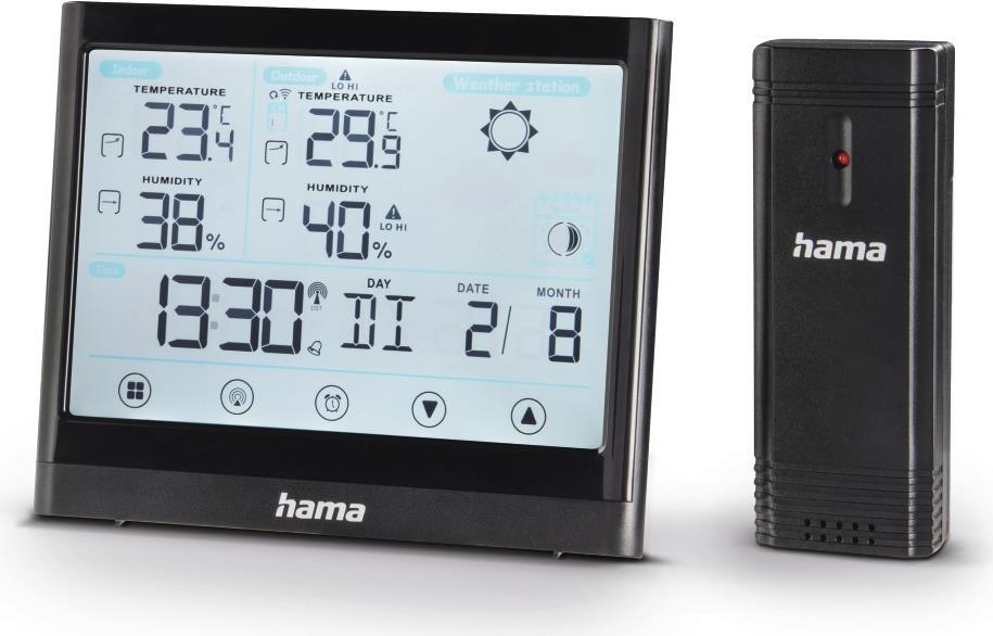 Hama Wetterstation Full Touch, Schwarz (00186421)