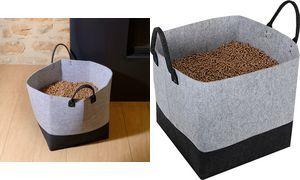EDA Pellet-Tasche, aus Filz, 60 Liter, grau / schwarz Kapazität 40 kg, zur Aufbewahrung von Holzpellets, - 1 Stück (010487 G.BT)