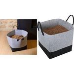 EDA Pellet-Tasche, aus Filz, 60 Liter, grau / schwarz Kapazität 40 kg, zur Aufbewahrung von Holzpellets, - 1 Stück (010487 G.BT)