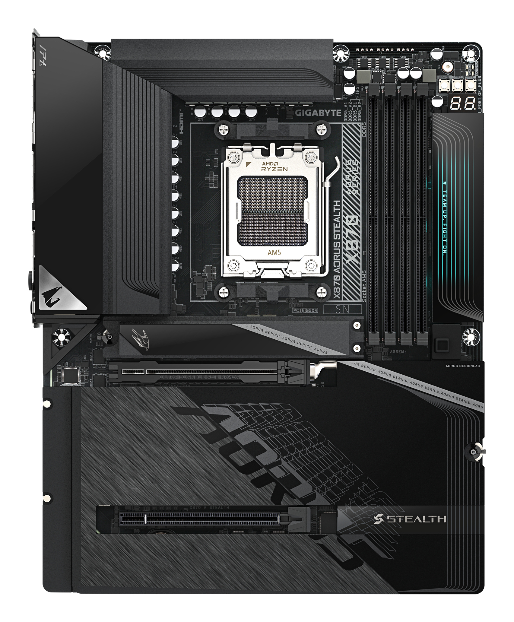 Gigabyte AORUS X870 STEALTH ATX Mainboard Schwarz