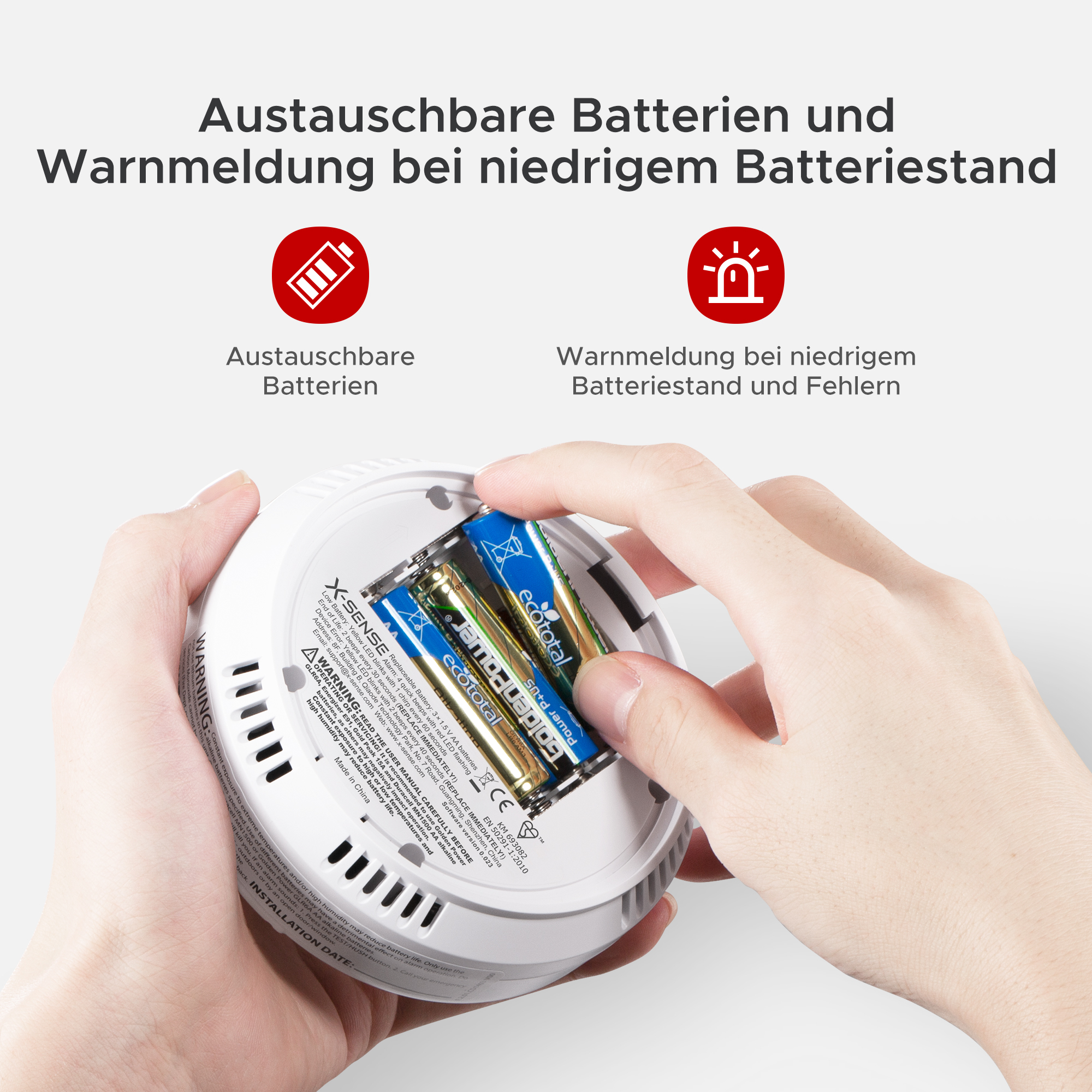 X-Sense CO3D Kohlenmonoxid-Melder Kabelgebunden 85 dB Lithium Weiß Grau