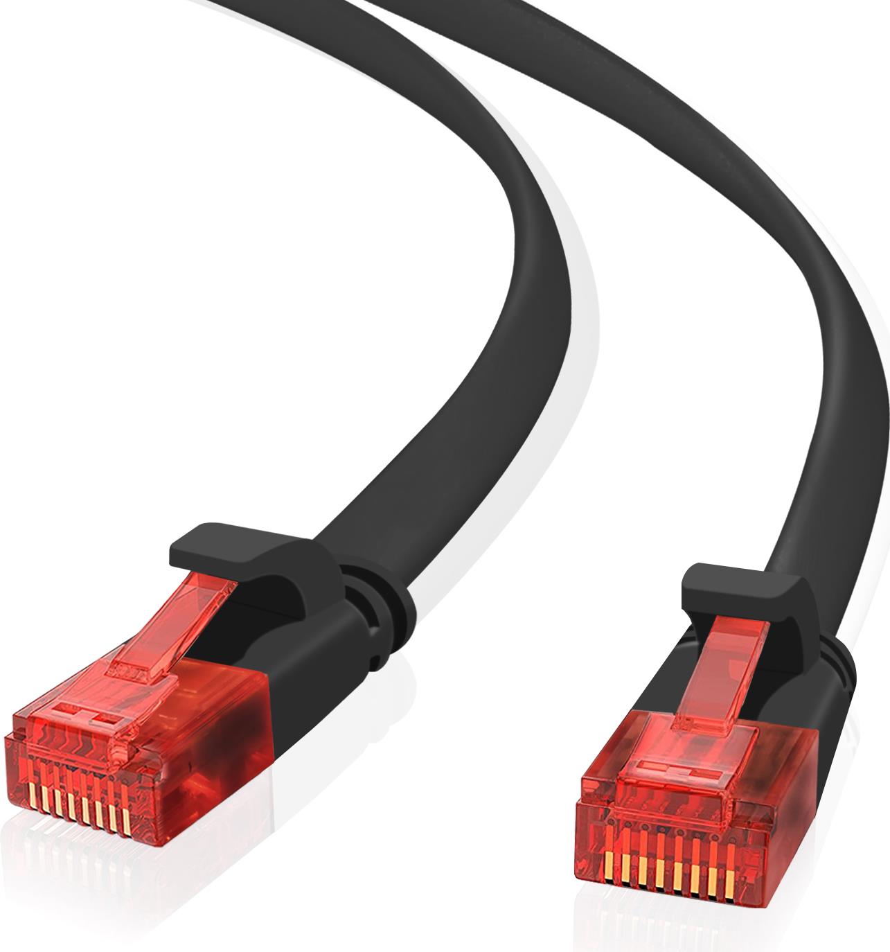 Helos ultra flache Patchkabel U/UTP slim CAT 6 schwarz, 5,0m Slimline, Flachband-Patchkabel, ungeschirmt, besonders flexibles und dünnes Kabel für besondere Einsatzzwecke, z. B. Verlegung unter Teppichböden, Laminat/Parkett oder zwischen Sockelleiste und Wand (148765)