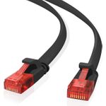 Helos ultra flache Patchkabel U/UTP slim CAT 6 schwarz, 5,0m Slimline, Flachband-Patchkabel, ungeschirmt, besonders flexibles und dünnes Kabel für besondere Einsatzzwecke, z. B. Verlegung unter Teppichböden, Laminat/Parkett oder zwischen Sockelleiste und Wand (148765)