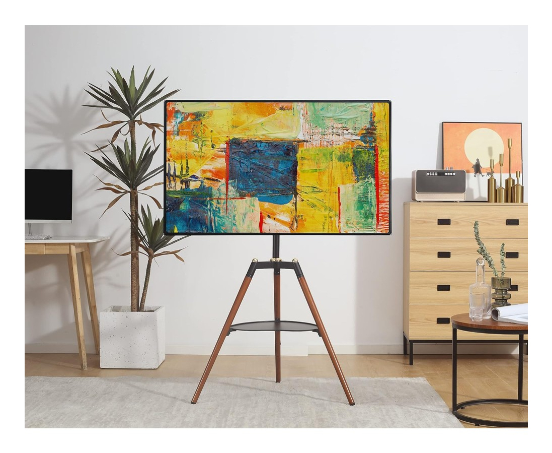 TECHly ICA-TR58 TV-Standfuß mit Ablage und Dreibein für 32"–65" Braun/Schwarz