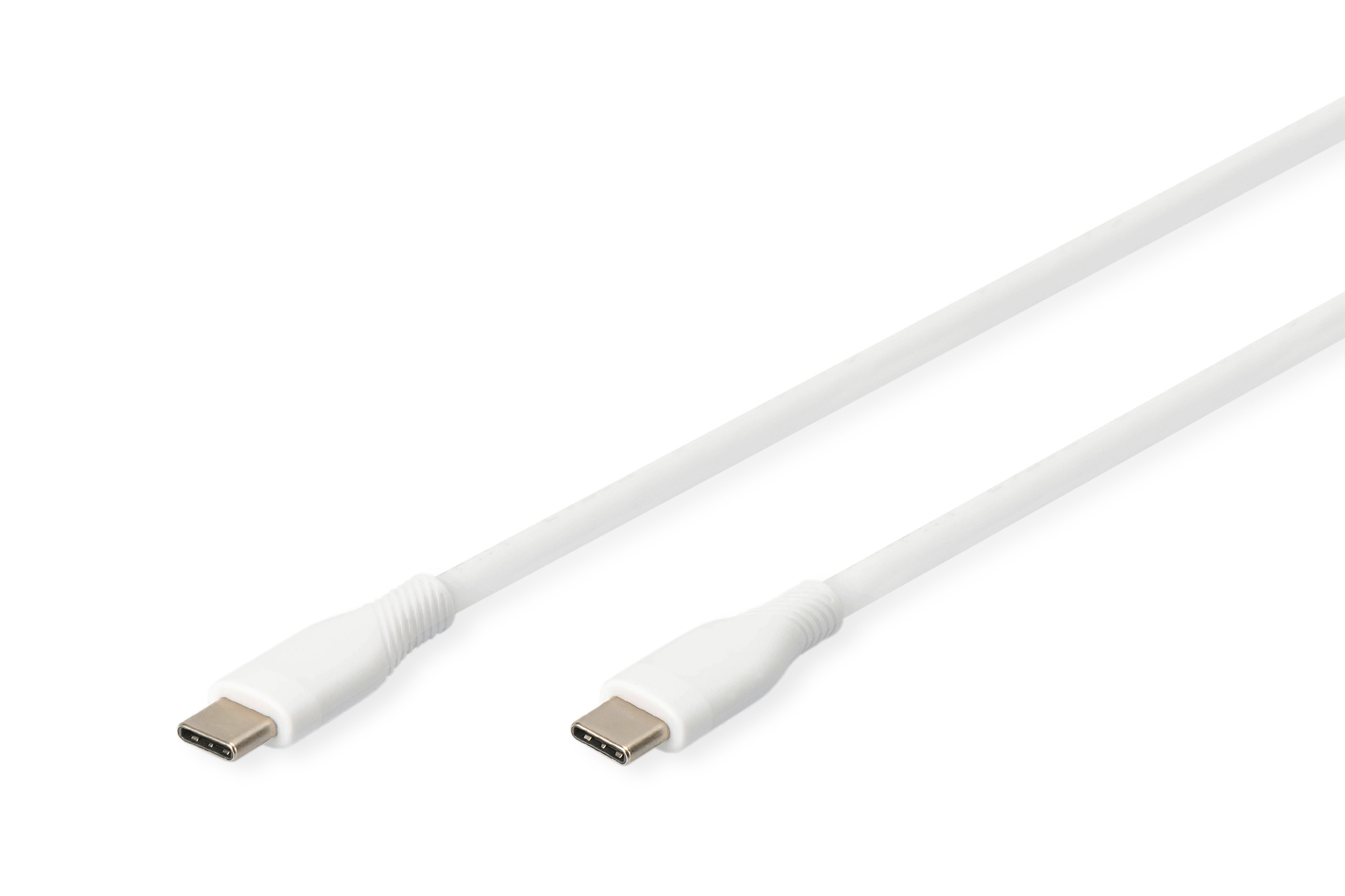 Digitus USB-C Silikon Anschlusskabel, USB-C zu USB-C, 2 m, USB 2.0, 60 W, Weiß