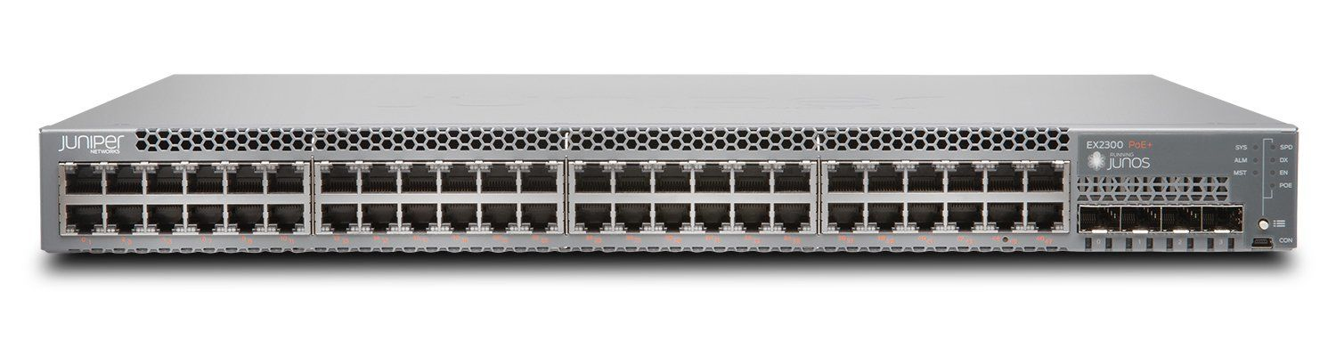 Juniper Networks EX Series EX2300-48P 48 x 10/100/1000BaseT PoE+ 4 x 1/10G SFP+ Grau