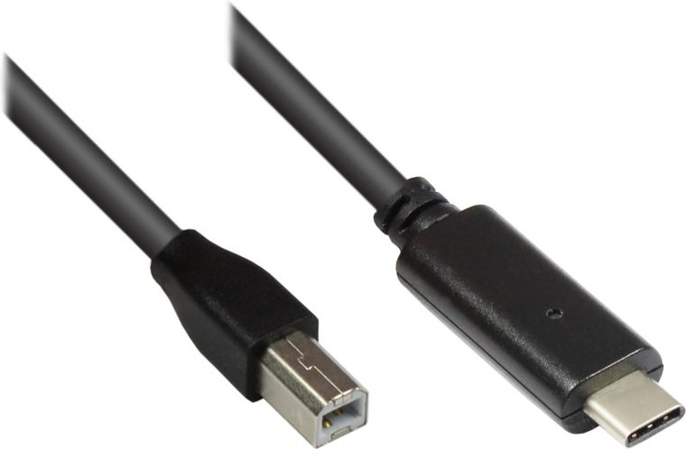 GOOD CONNECTIONS Anschlusskabel USB 2.0, USB-C Stecker an USB 2.0 B Stecker, schwarz, 1,8m, Good Con